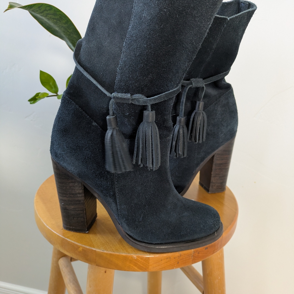 Stivali Navy Suede Tassel Boots - Picture 6 of 7